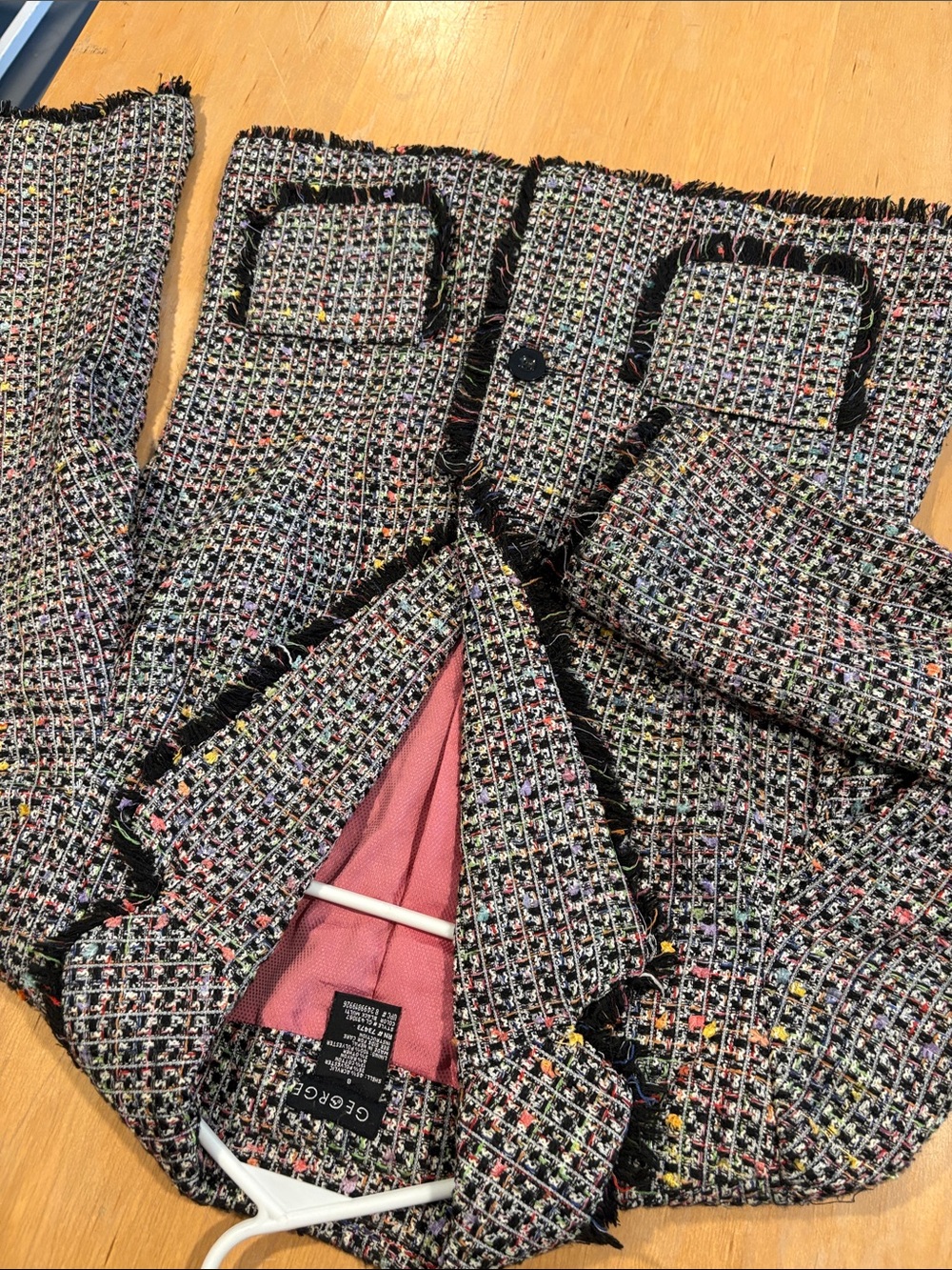 George ~ Multicolor Tweed Blazer Fringe Trim - Women’s Suits & Blazers Work Wear